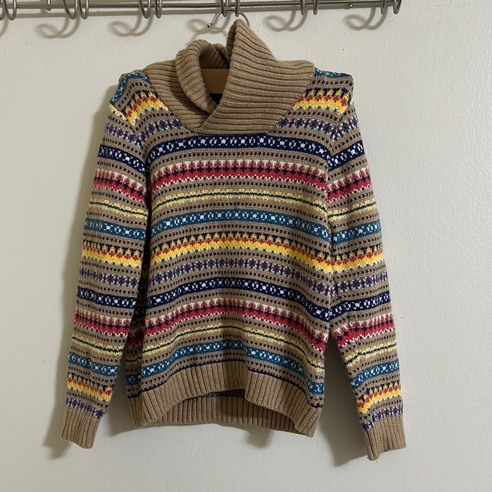 EUC Janie and Jack Boys Cowl Neck Knit Multicolor Sweater size 5